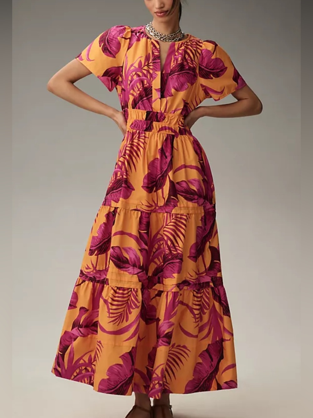 Área Stars Women’s Mustard Yellow & Magenta Floral Maxi Dress